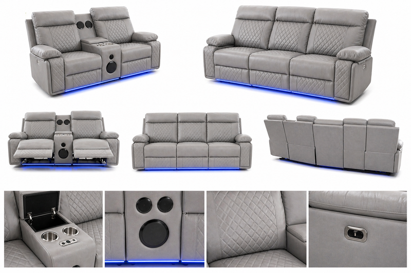BALTIMORE POWER RECLINER SOFA SET GREY-zoom-