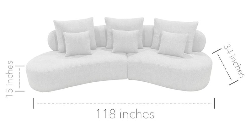 Grace Sectional Sofa with pillows Grey-zoom-
