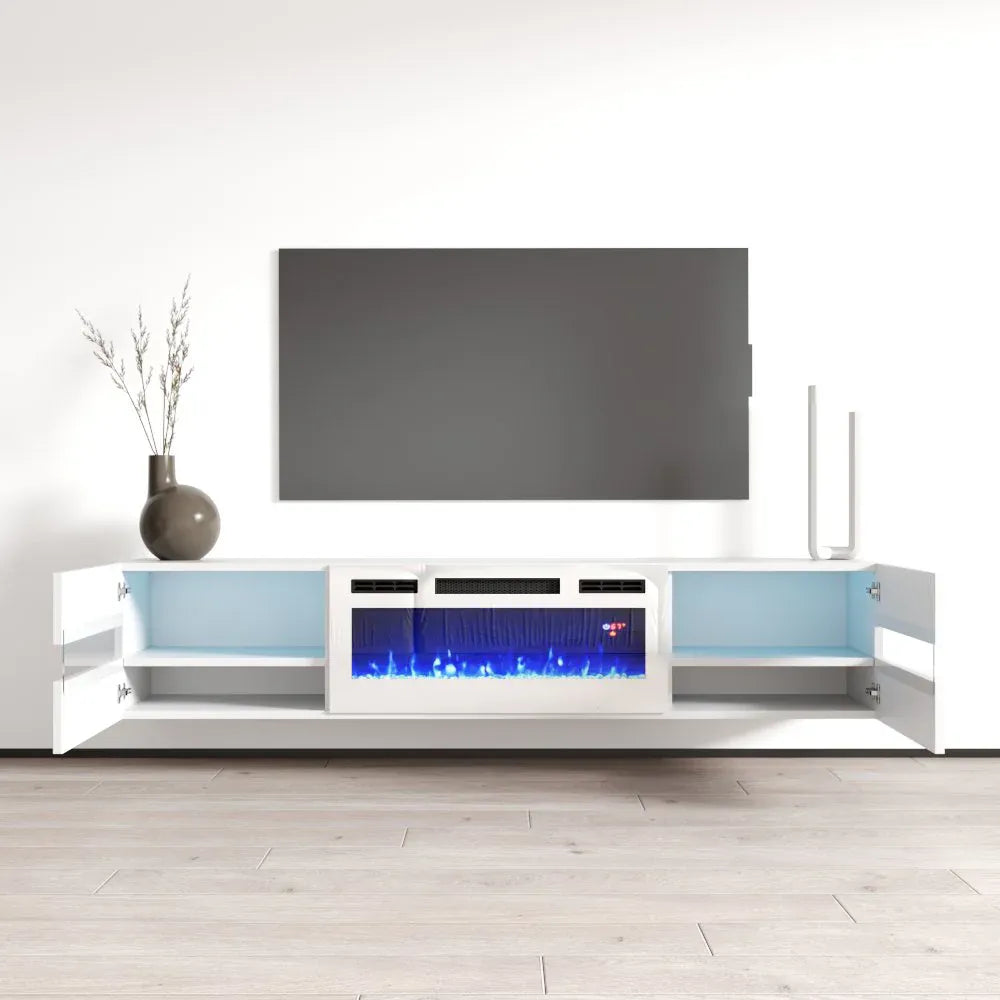 Floating Metro  TV102-243 White LED with fireplace