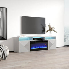 TV1609 White with fireplace Floating