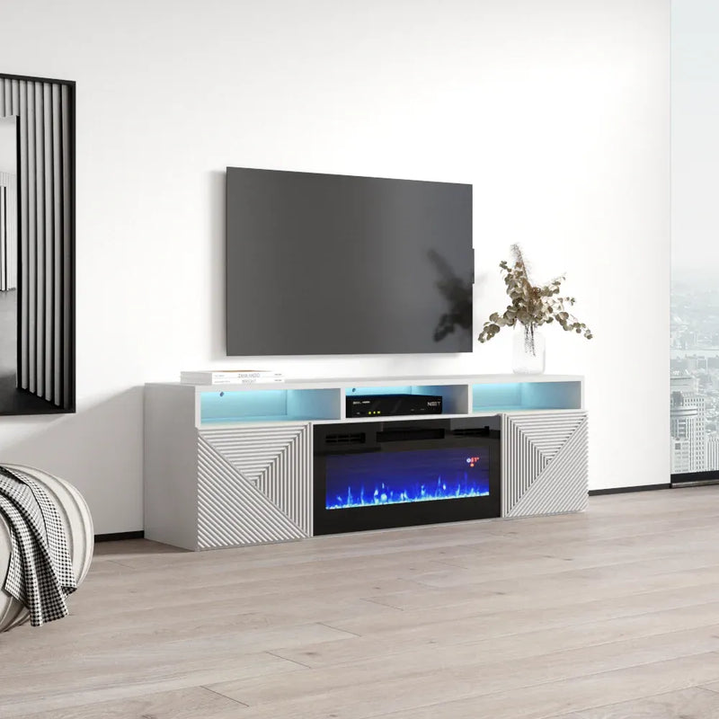 TV1609 White with fireplace Floating-zoom-