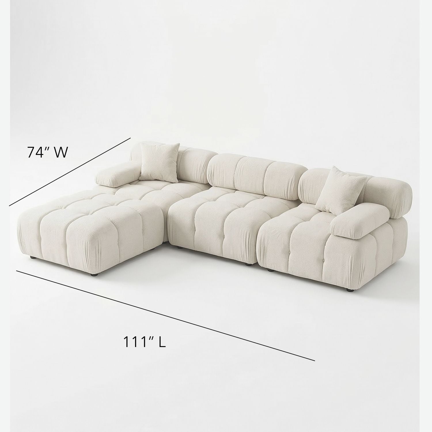 Munich Modular Sectional LIGHT GREY Fabric
