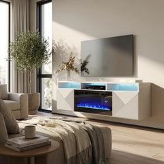 TV1609 White with fireplace Floating