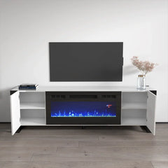 TV 802 with electric fireplace White and Black13