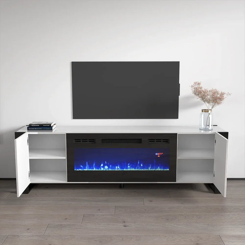TV 802 with electric fireplace White and Black13-zoom-
