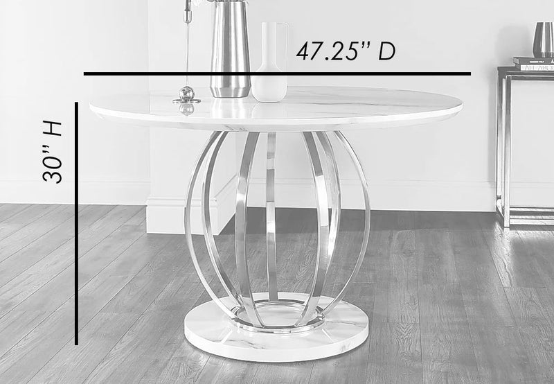 DANNA DINING TABLE WHITE MARBLE TOP-zoom-
