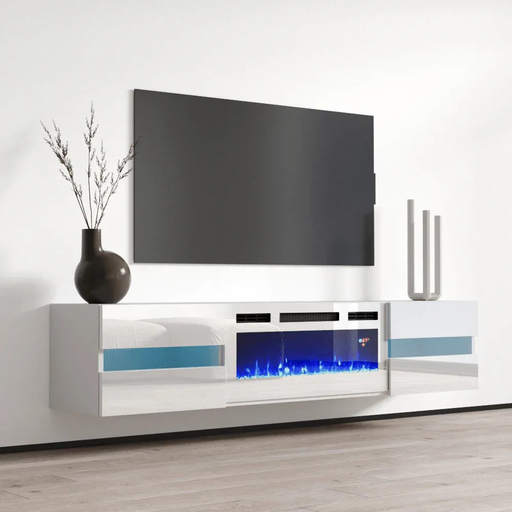 Floating Metro  TV102-243 White LED with fireplace