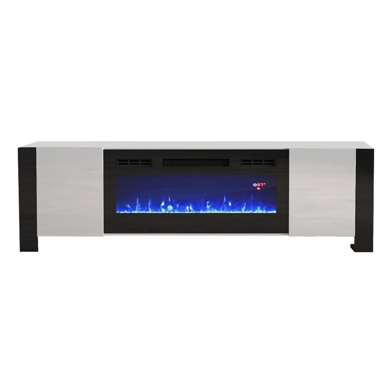 TV 802 with electric fireplace White and Black13