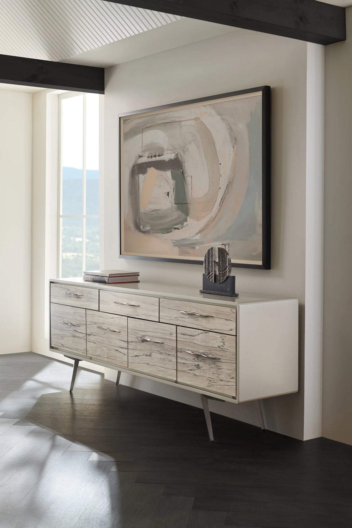 Caracole Highs And Lows Credenza – angle view – Lusso Furniture Miami