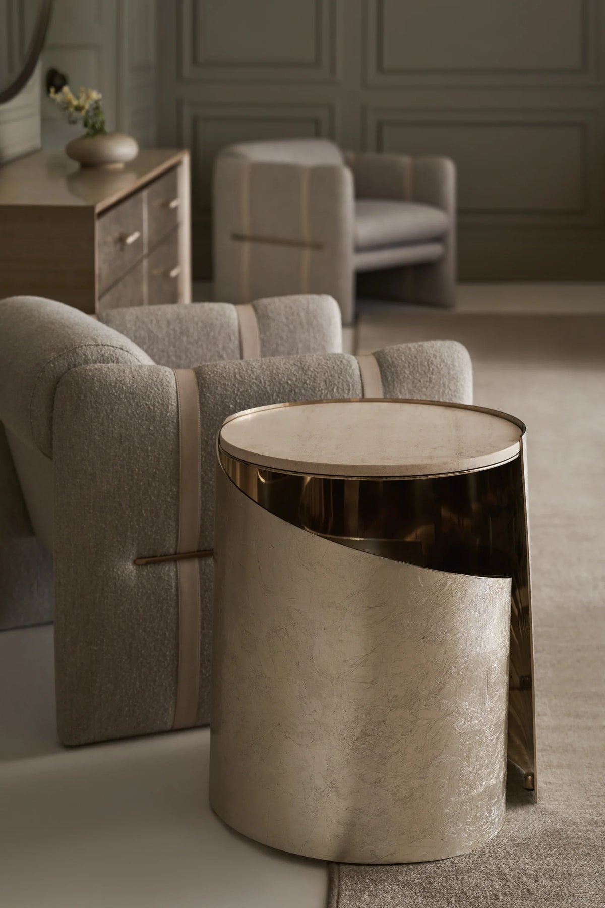 Caracole Nautilus Spot Table – angle view – Lusso Furniture Miami