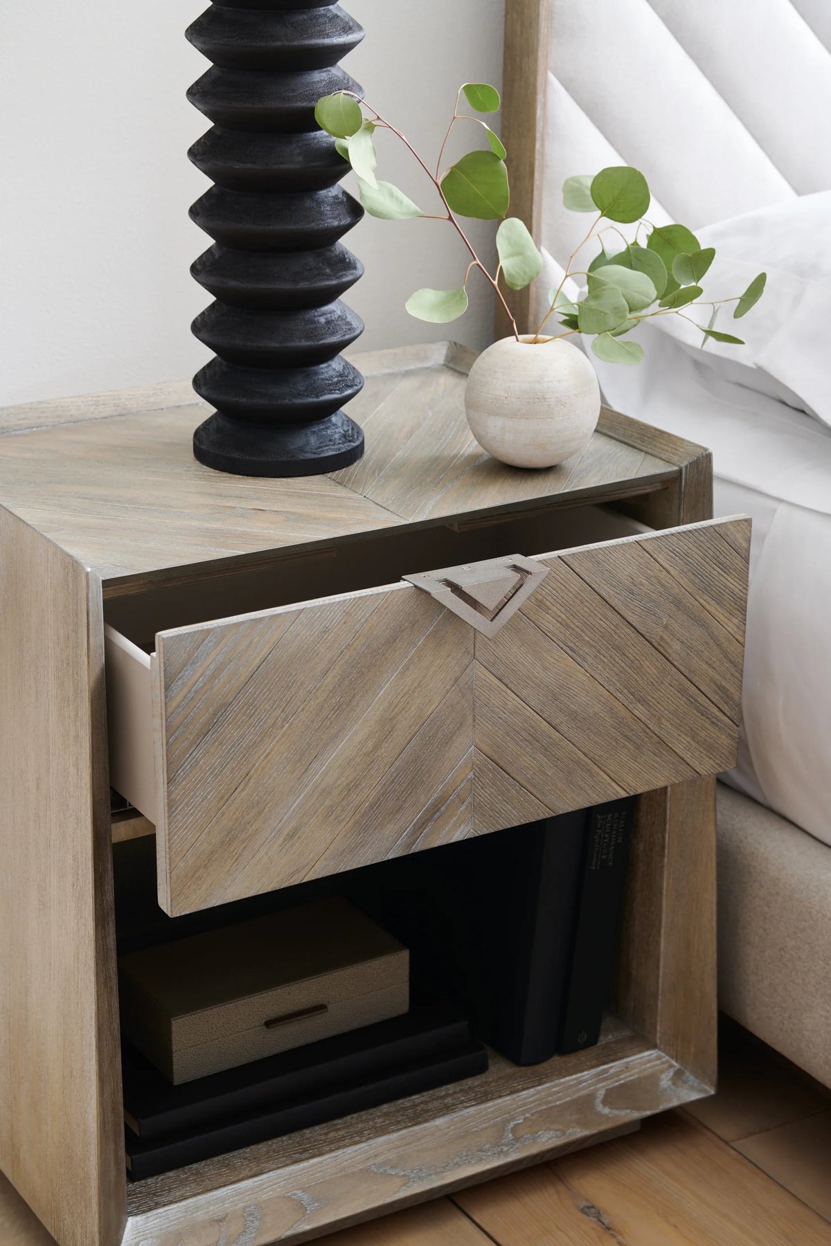 Caracole Earthly Delight Nightstand – side view – Lusso Furniture Miami