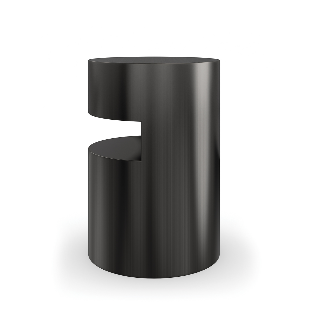 Caracole Brushed Tungsten End Table – front view – Lusso Furniture Miami