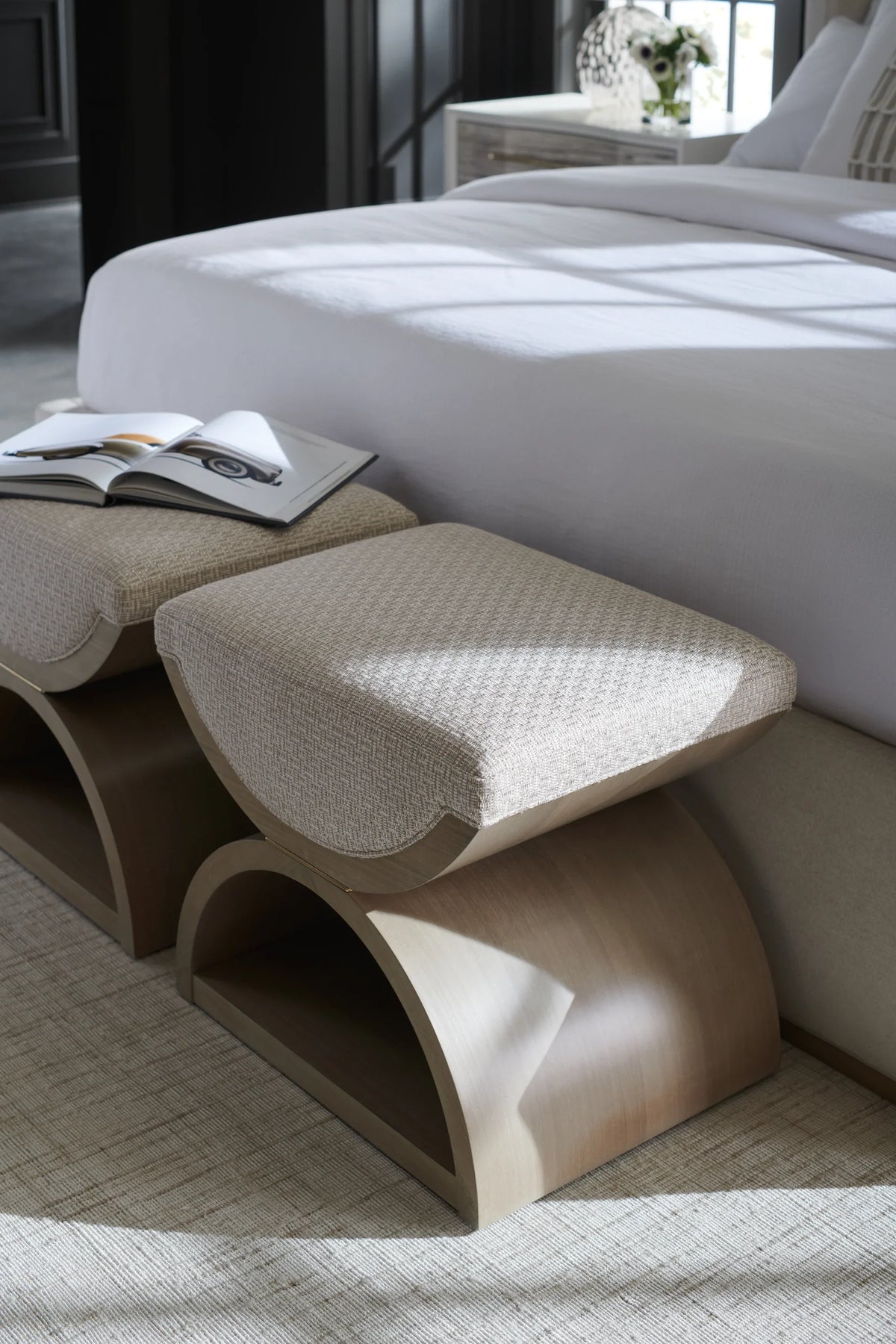 Caracole Open Enrollment Ottoman – side view – Lusso Furniture Miami