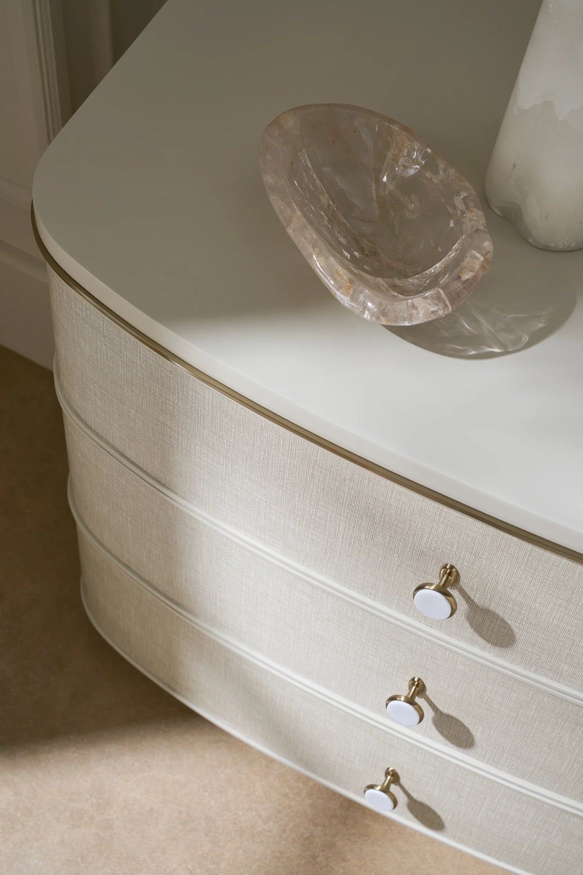 Caracole Soft Embrace Nightstand – back view – Lusso Furniture Miami