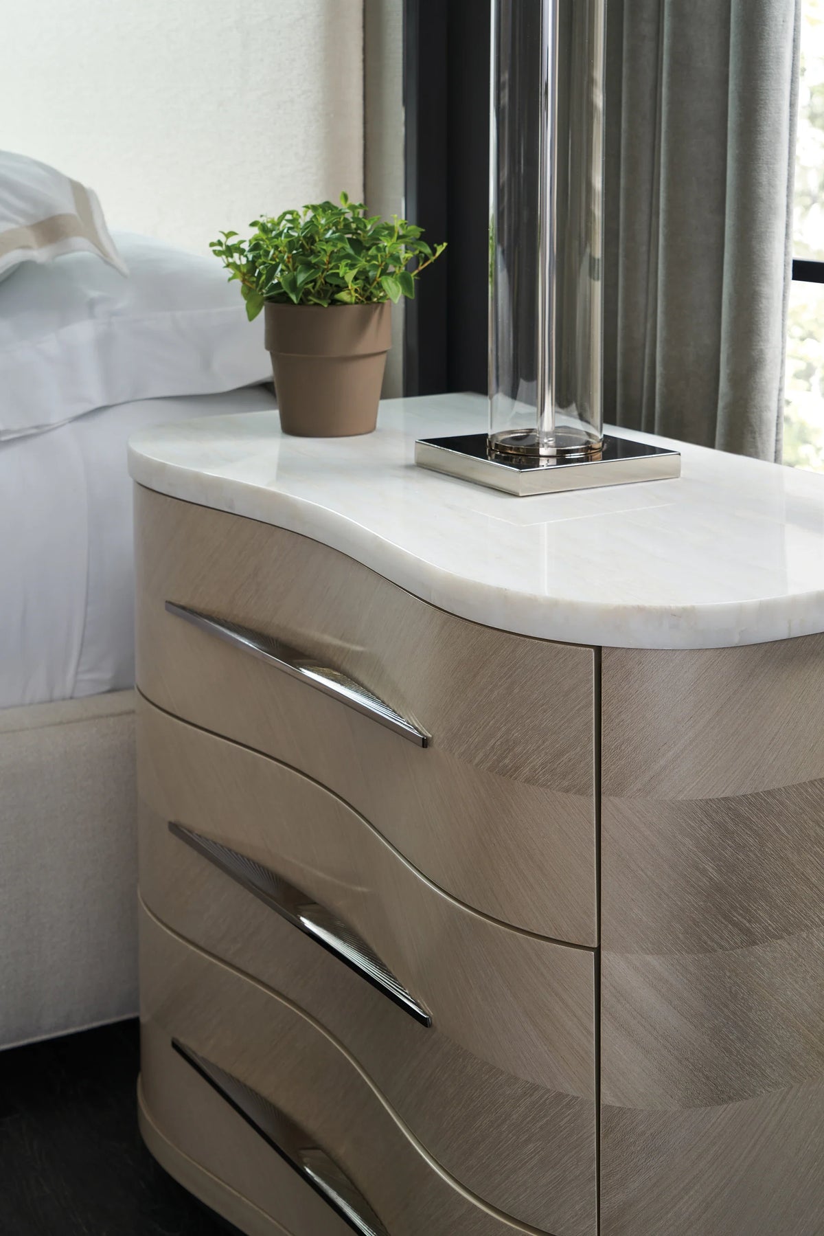 Caracole Wanderlust Nightstand – back view – Lusso Furniture Miami